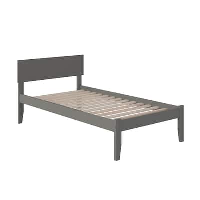Twin XL Platform Bed - Modern Style, Adjustable Headboard, Grey Finish, Low Profile Design, Easy Assembly