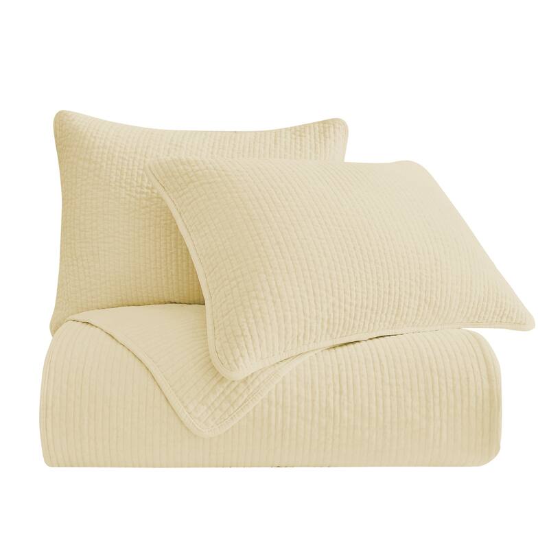 HiEnd Accents Stonewashed Cotton Velvet Traditional Bedding 3 Piece Quilt Set with Pillow Shams