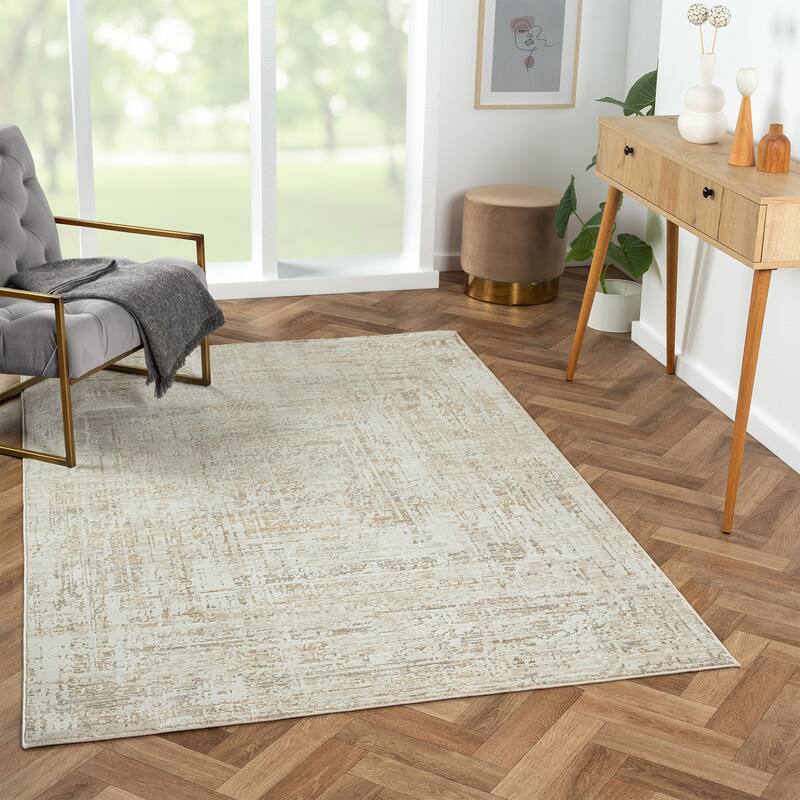 Teji Distressed Abstract Area Rug By HomeRoots - 4' x 6'