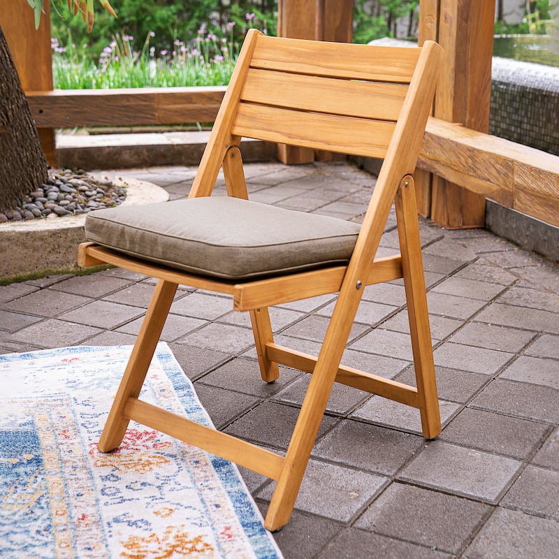Cambridge Casual Miami 7-Piece Teak Folding Outdoor Dining Set With Sunbrella Seatpad