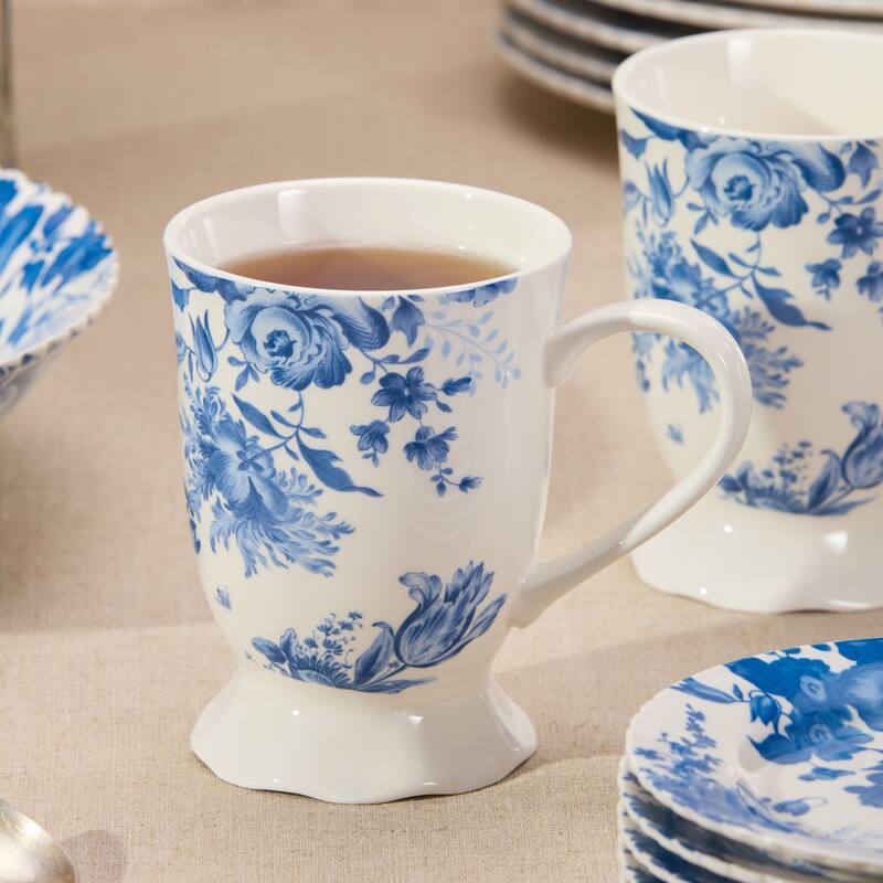 Certified International Gabrielle Blue 16 oz. Mugs, Set of 6 Assorted Designs