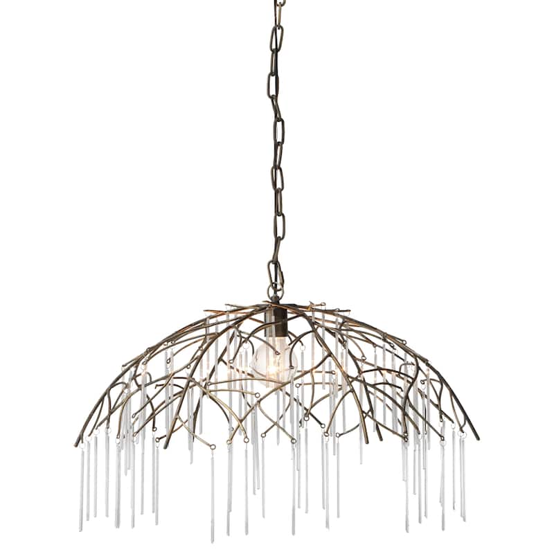 Alden Décor Evanston Glass and Iron Pendant - 16.75