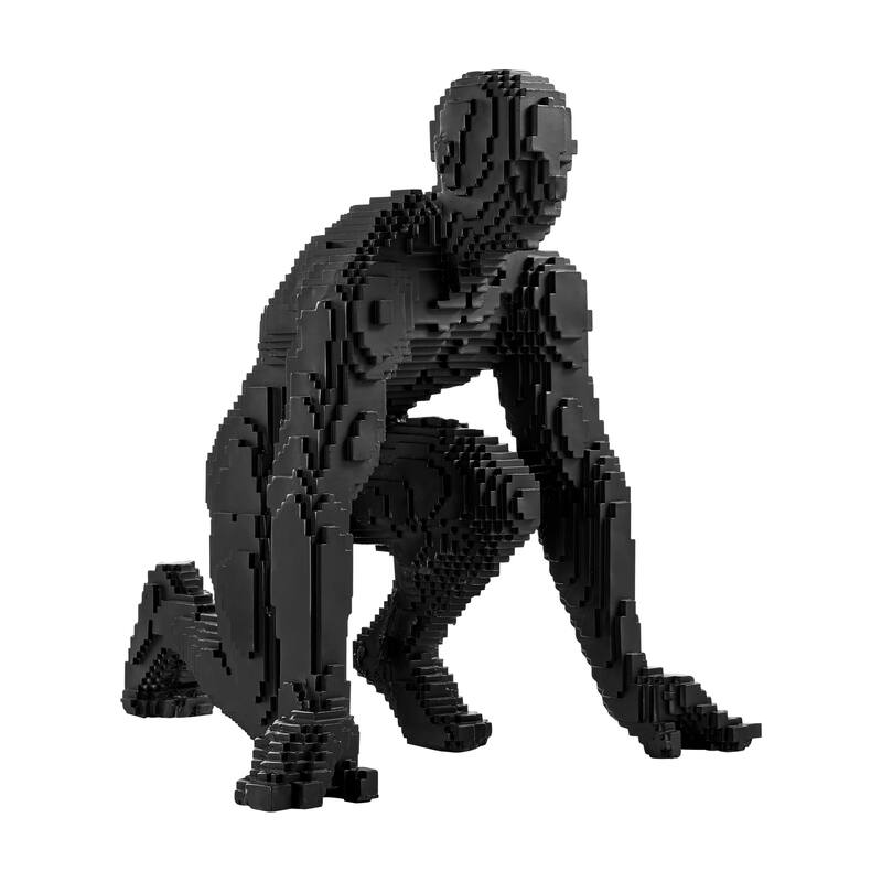 Pixel Running Man Resin Sculpture - N/A