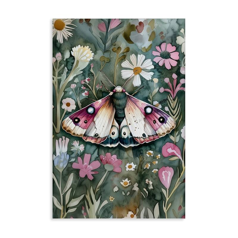 Stupell Beautiful Moth over Florals Canvas Wall Art Design By The Dutch Lady - 20 x 30
