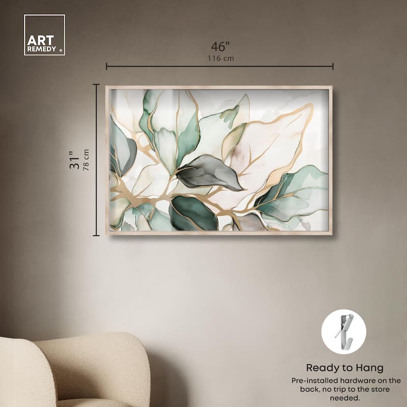 Golden Veined Leaves II Shadowbox by Art Remedy