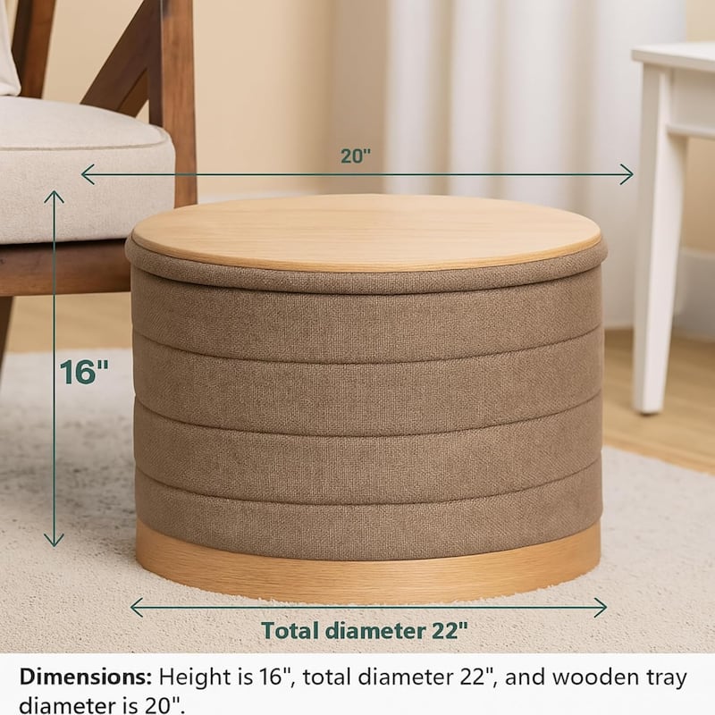 Modern Linen Storage Ottoman with Hidden Storage and Tray Top