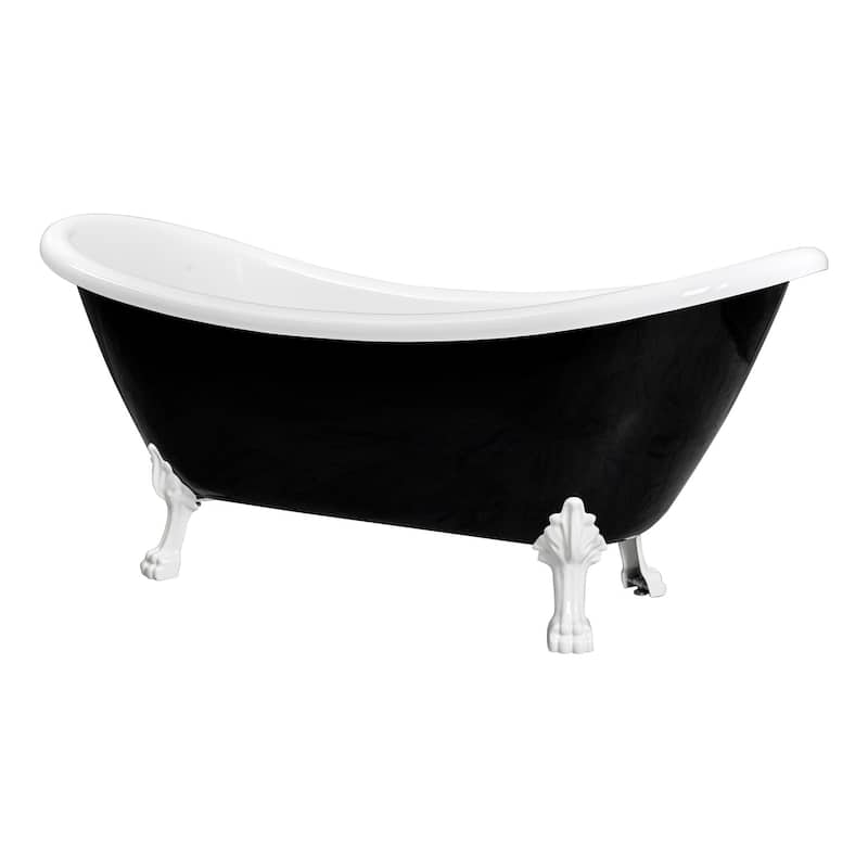 Daphne 59" & 69" Clawfoot Tub White or Black Acrylic Five Feet Colors