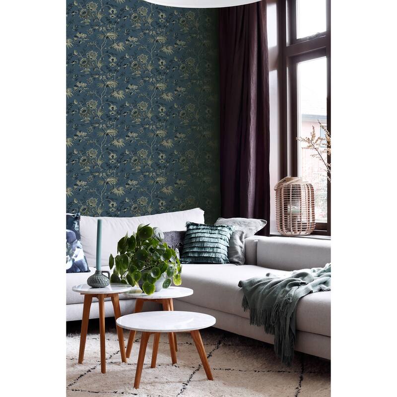 Juliet Blue Decorative Jacobean Wallpaper