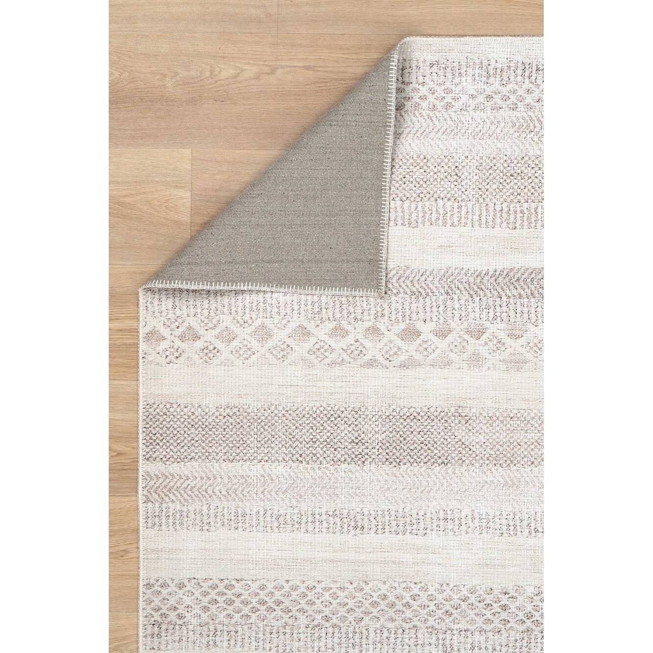 The Rug Collective Mojave Lines Desert Beige Machine Washable Area Rug On Sale Bed Bath