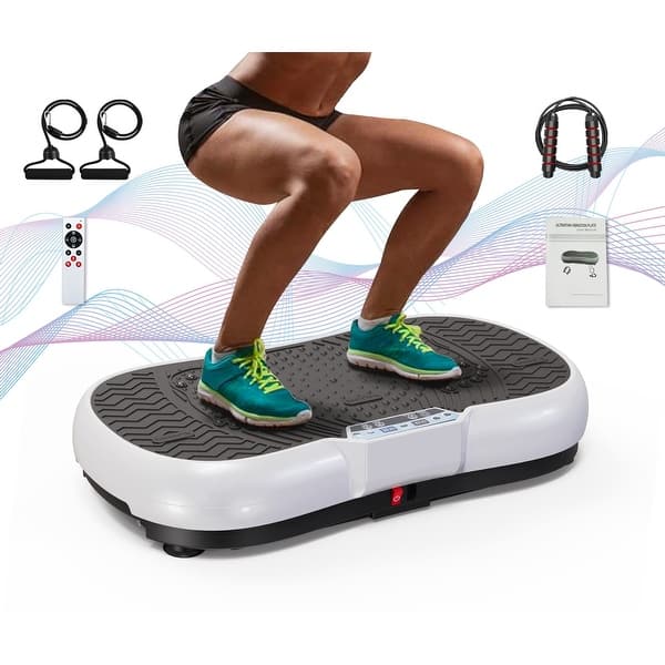 CeraMarble Vibration Plate Exercise Machine 10 Modes Whole Body Workout  with Loop Bands Jump Rope Bluetooth Speaker - Bed Bath & Beyond