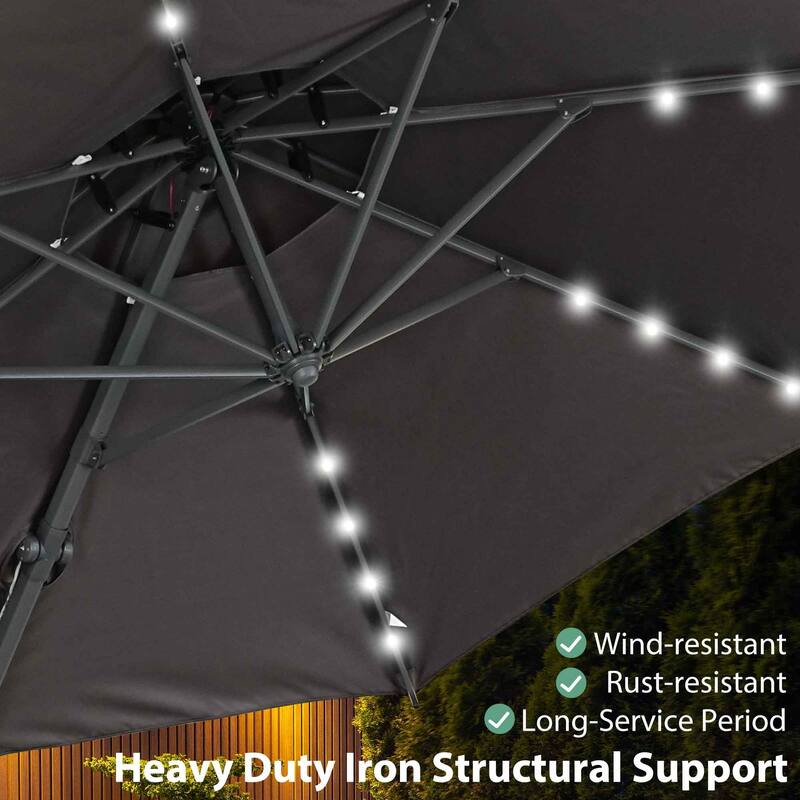10ft Patio Umbrella Aluminum Offset Outdoor Cantilever Umbrella with 360-degree Rotation, Base Not Included