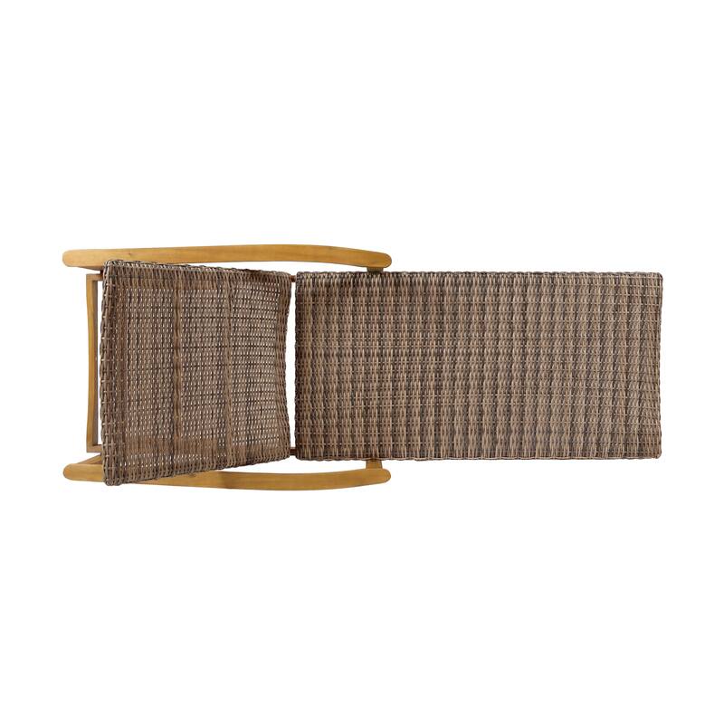 Roomfitters Wood and Wicker Chaise Lounge with Adjustable Backrest for Outdoor Sunbathing and Comfortable Patio Seating, Natural