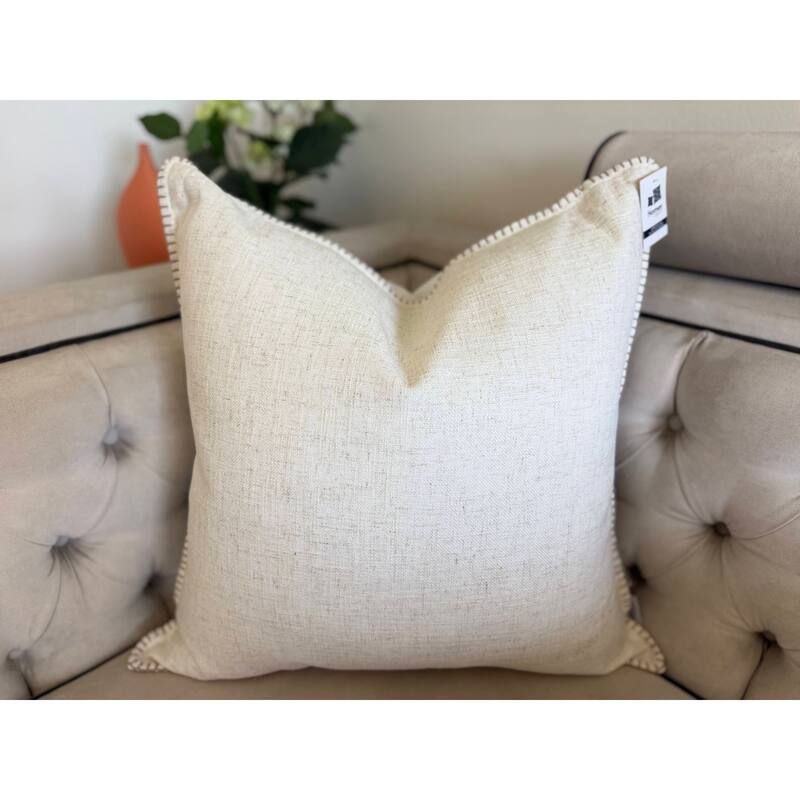 Homey COZY Ivory Linen-Style Throw Pillow