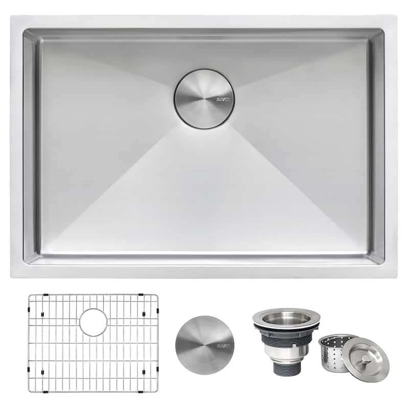 Ruvati 26-inch Undermount 16 Gauge Tight Radius Stainless Steel Kitchen Sink Single Bowl - RVH7126 - 24″ x 16″