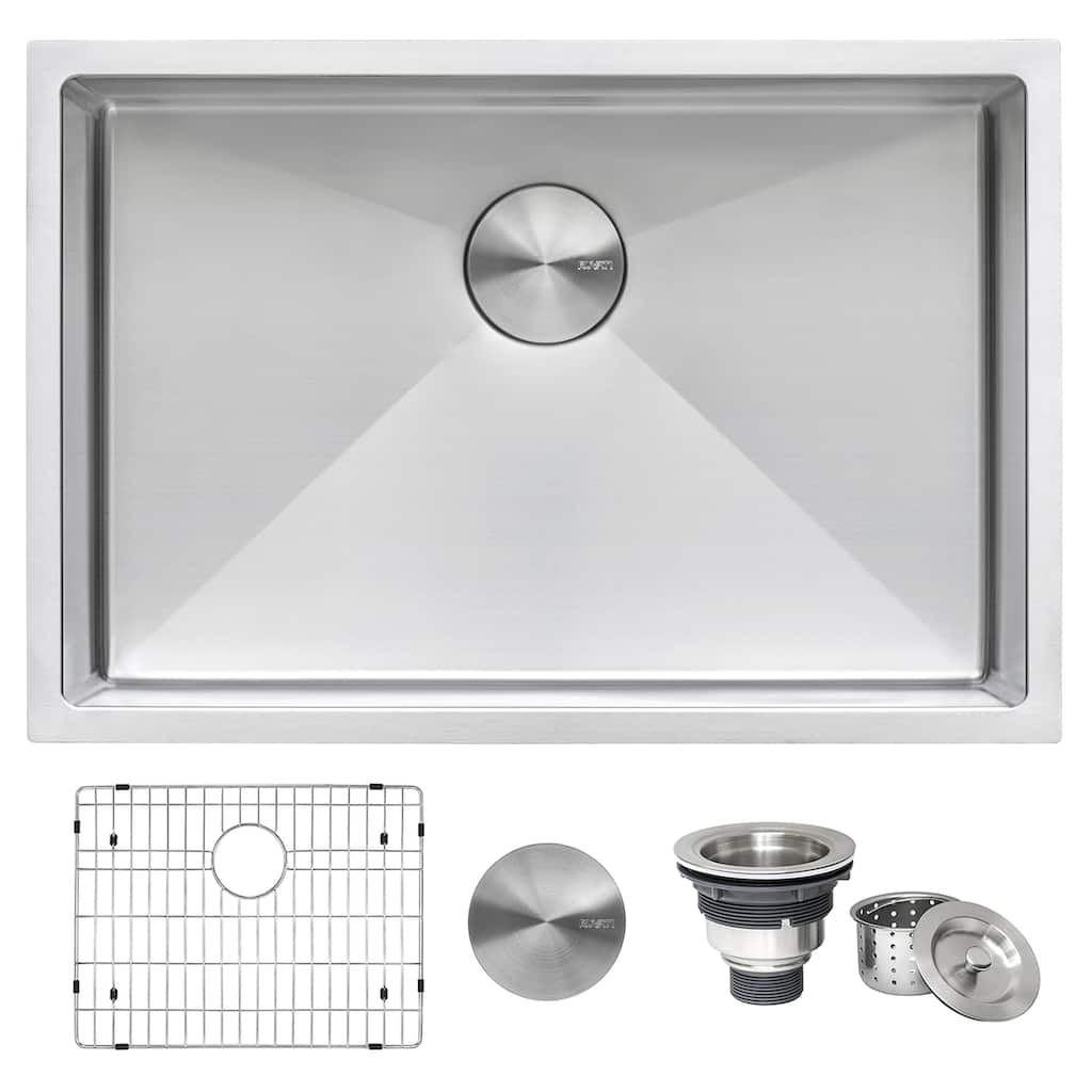 Ruvati 27-inch Undermount 16 Gauge Tight Radius Stainless Steel Kitchen Sink Single Bowl - RVH7127 - 8' x 11'