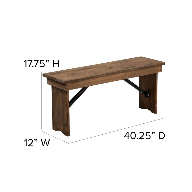 Solid Pine Folding Farm Table Set with 6 Benches