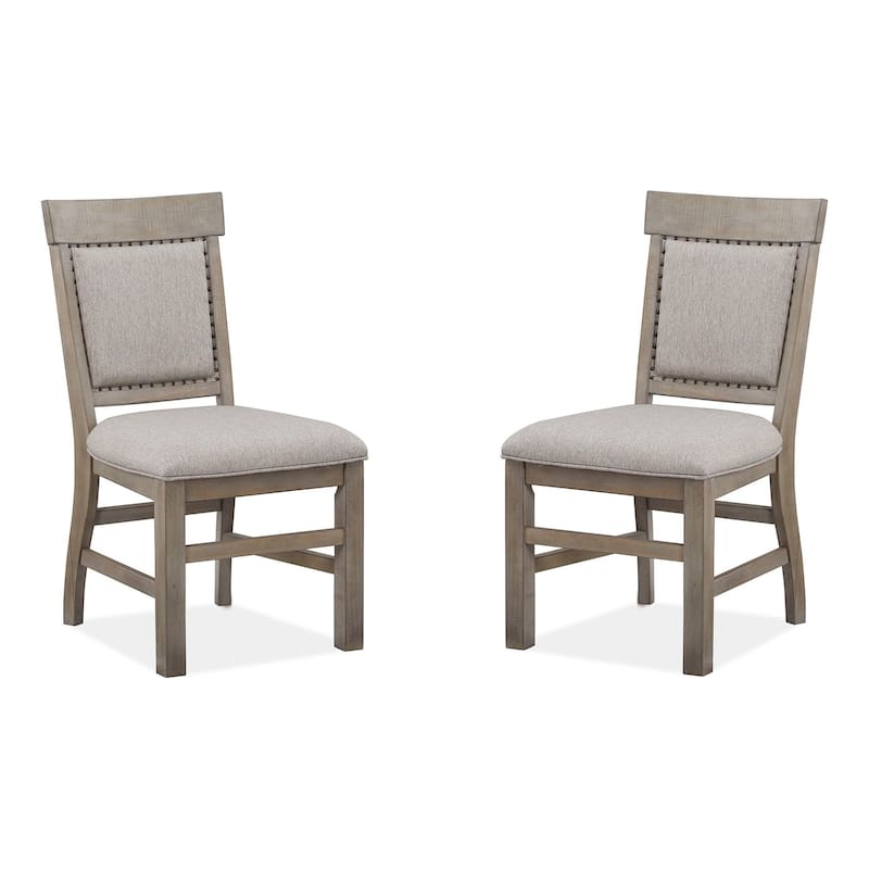 Magnussen Home Tinley Park Dove Tail Grey Upholstered Side Chair Two Pack - 20''W x 23.38''D x 38.5''H - 20''W x 23.38''D x 38.5''H - Set of 2 - Dovetail Grey - Dining Height
