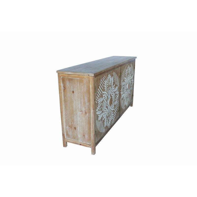 60" Wood Accent Cabinet with 4 Doors,Modern Buffet and Media Storage for Home or Office
