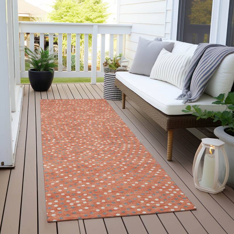 Machine Washable Indoor/ Outdoor Modern Dotty Chantille Rug - Salmon - 2'3" x 7'6"