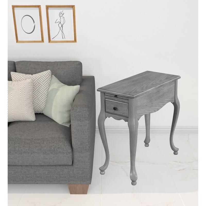 HomeRoots 25" Gray Solid And Manufactured Wood Rectangular End Table With Drawer - 11.50 in. x 24.50 in. x 23.50 in. - Gray - Wood