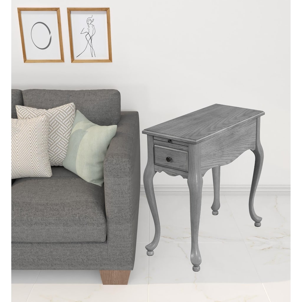 HomeRoots 25" Gray Solid And Manufactured Wood Rectangular End Table With Drawer - 11.50 in. x 24.50 in. x 23.50 in.