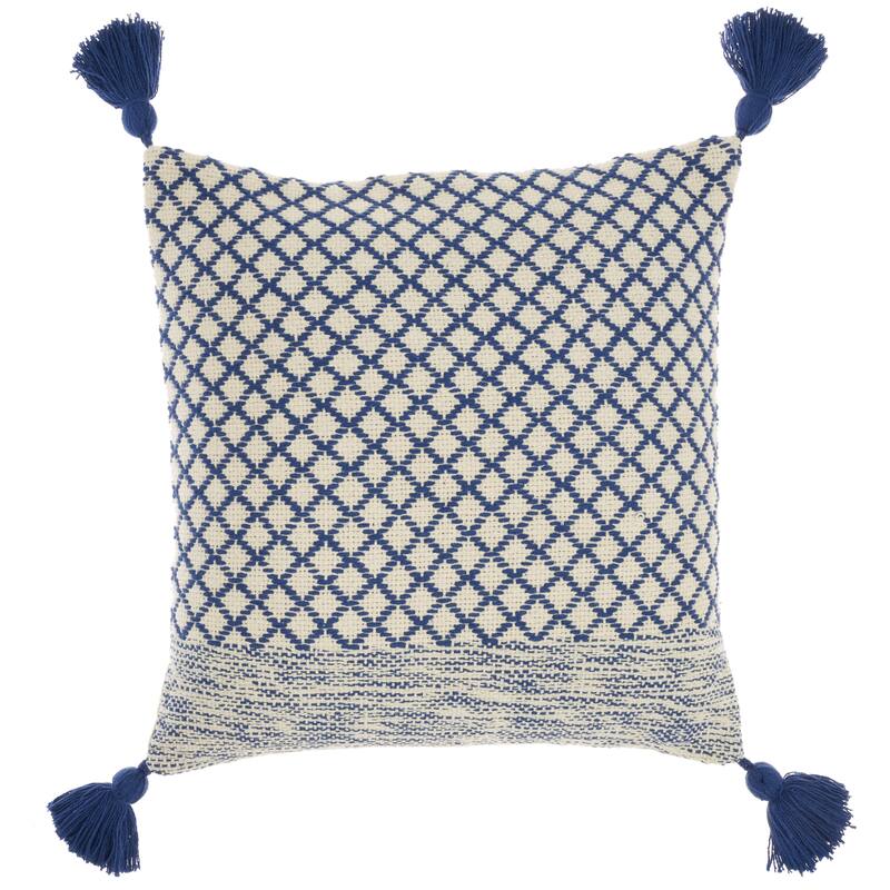 Mina Victory Life Styles Lattice With Tassels 18"X18" Indoor Throw Pillow