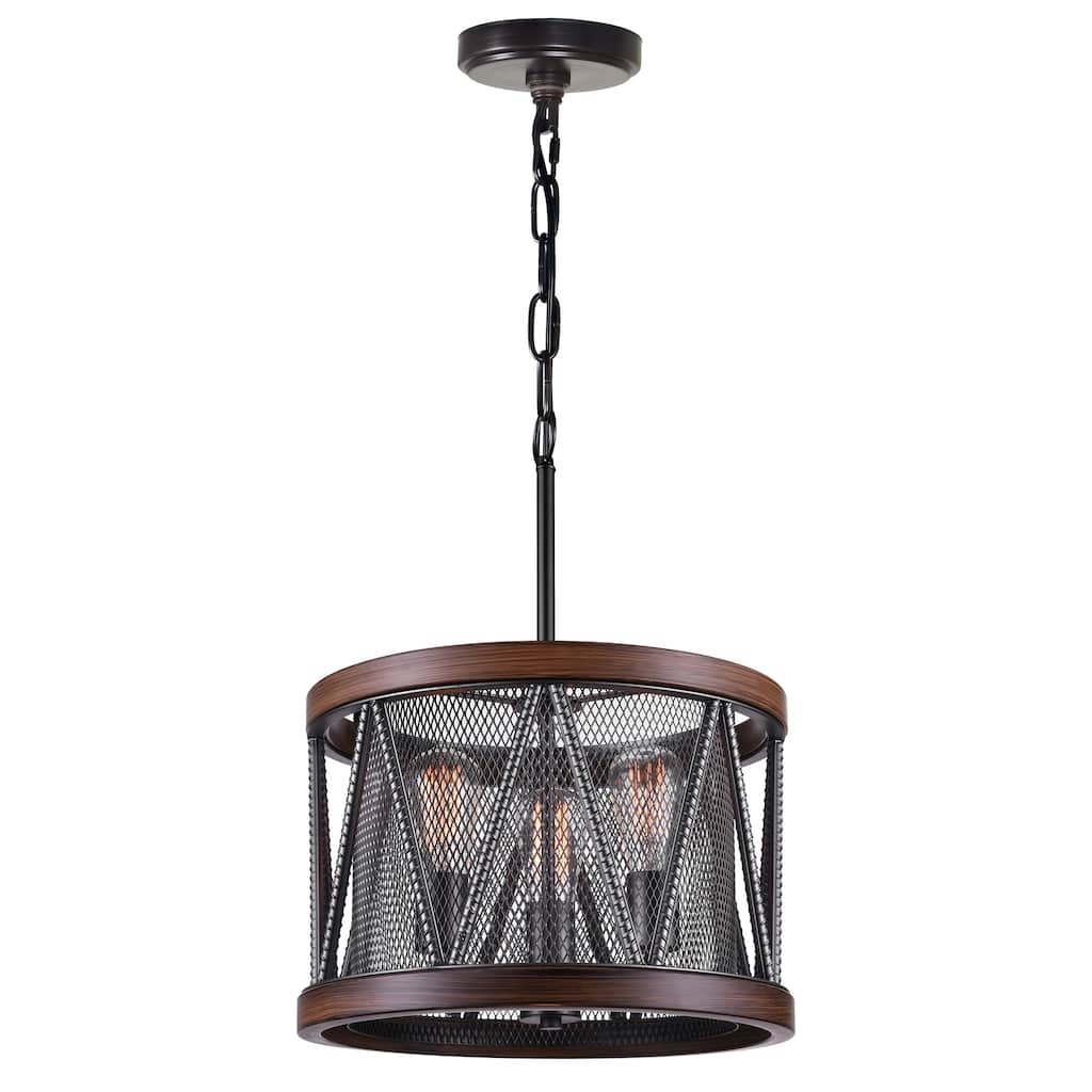 Parsh 3 Light Drum Shade Chandelier With Pewter Finish