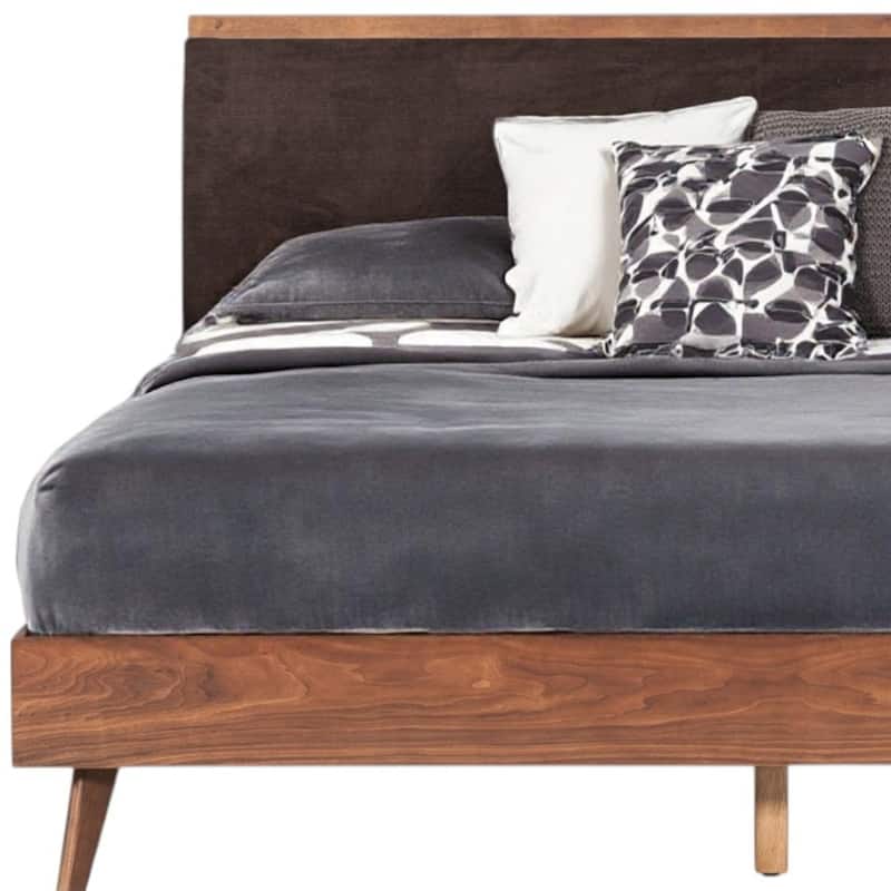 HomeRoots Brown Wood Upholstered King Bed Frame