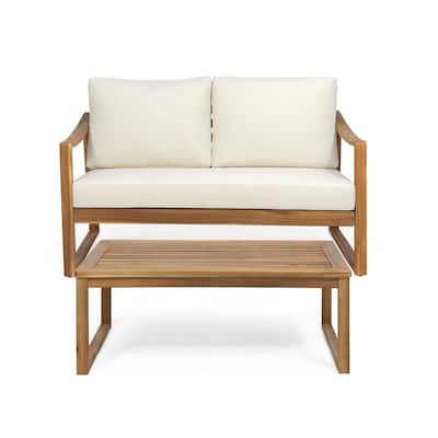 Samwell Acacia Wood Outdoor Loveseat and Coffee Table Set by Christopher Knight Home