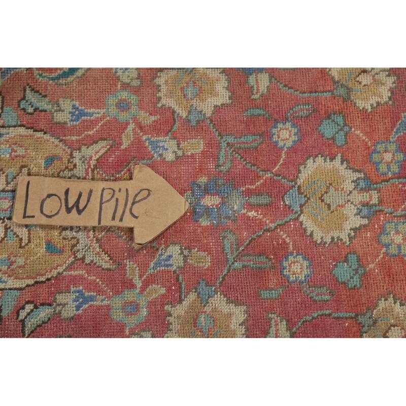 Hand Knotted Oriental 100% Wool Carpet Traditional Floral Pink Tabriz Area Rug - 12' 10'' X 9' 11''