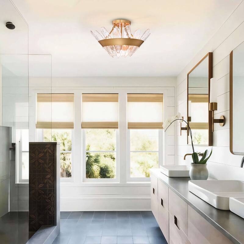 Daisy 3-Light 19.1" Modern Seeded Glass Panel Flush Mount Flush Mount