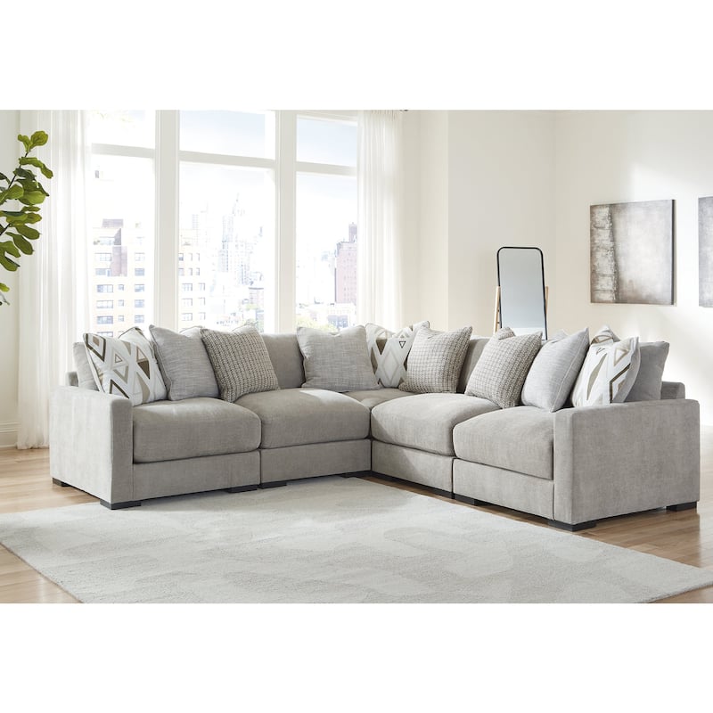 Signature Design by Ashley Aslan Court Gray 5-Piece Sectional - 113" W x 113" D x 36" H