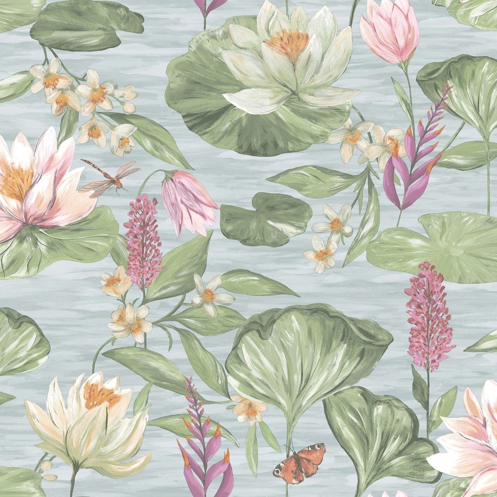 Water Lily Non-pasted Wallpaper – 396in x 20.8in