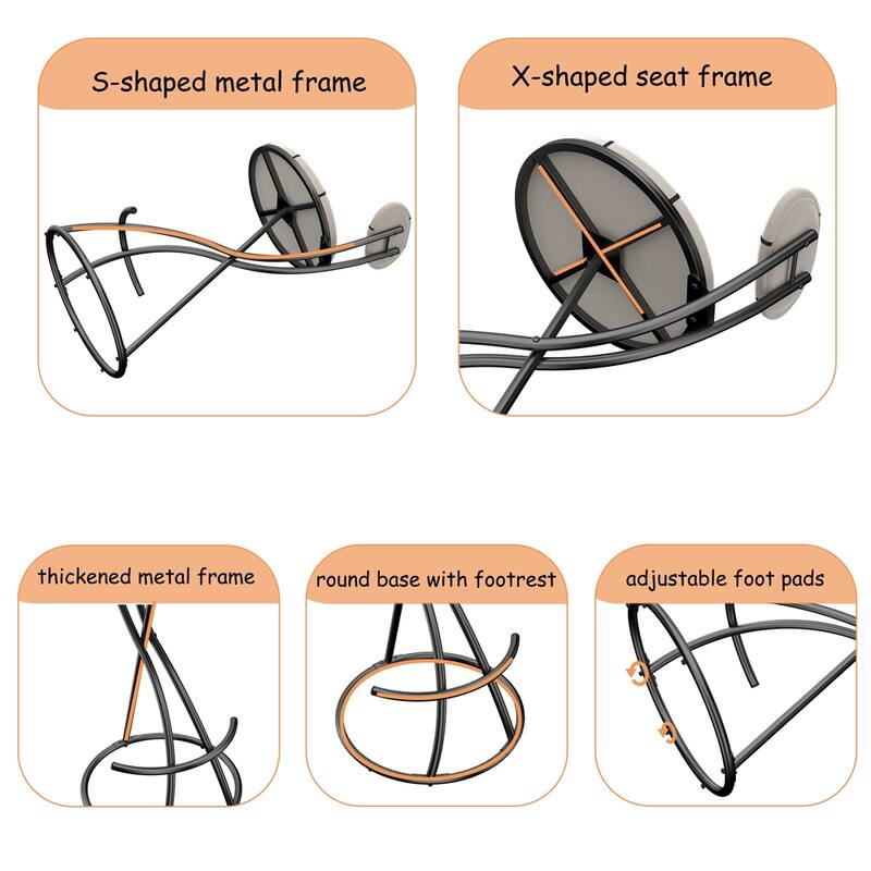 Round Bar Stools S-shaped Stripe Kitchen Stool Set of 2,Counter Chair