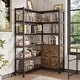 preview thumbnail 5 of 7, 6-Shelf Corner Bookshelf, Vintage Industrial Corner Bookshelf Etagere Bookcase,with storage cabinet
