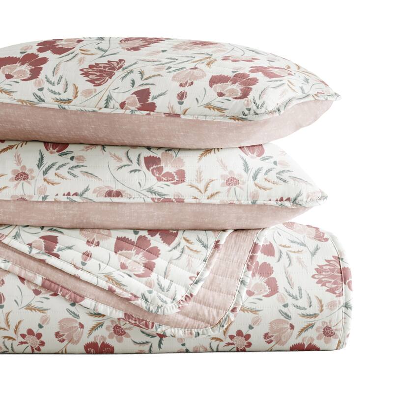 Becky Cameron All Season 3 Piece Floral Reversible Quilt Set