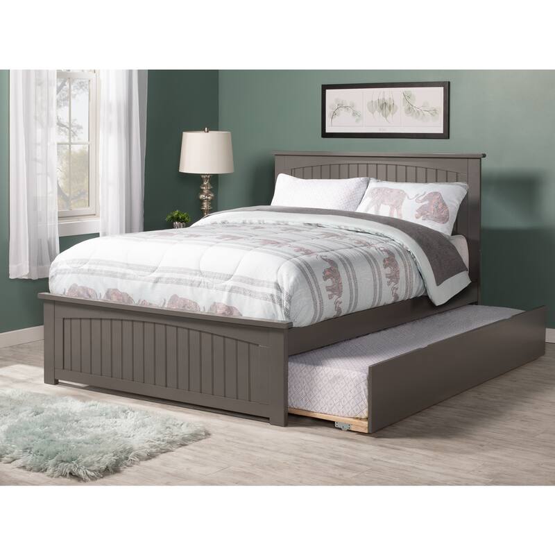 African Adventure Platform Bed - Grey Twin Trundle & Footboard - HomeStock