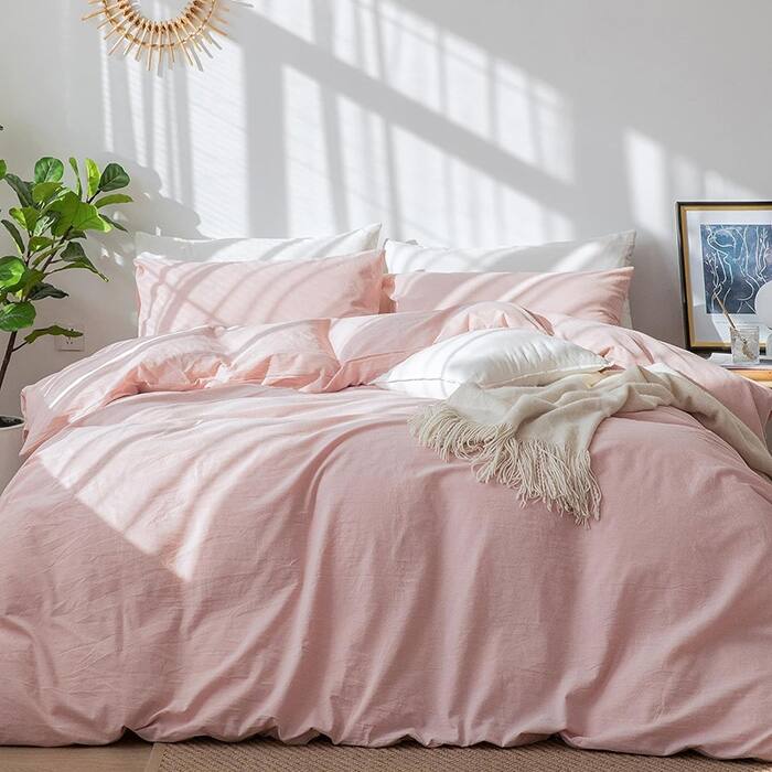 Bedding Duvet Cover Set ,Pale Pink, Queen