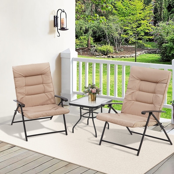 SUNCROWN 3 Piece Outdoor Patio Padded Folding Chairs Bistro Set On Sale Bed Bath Beyond 32027841