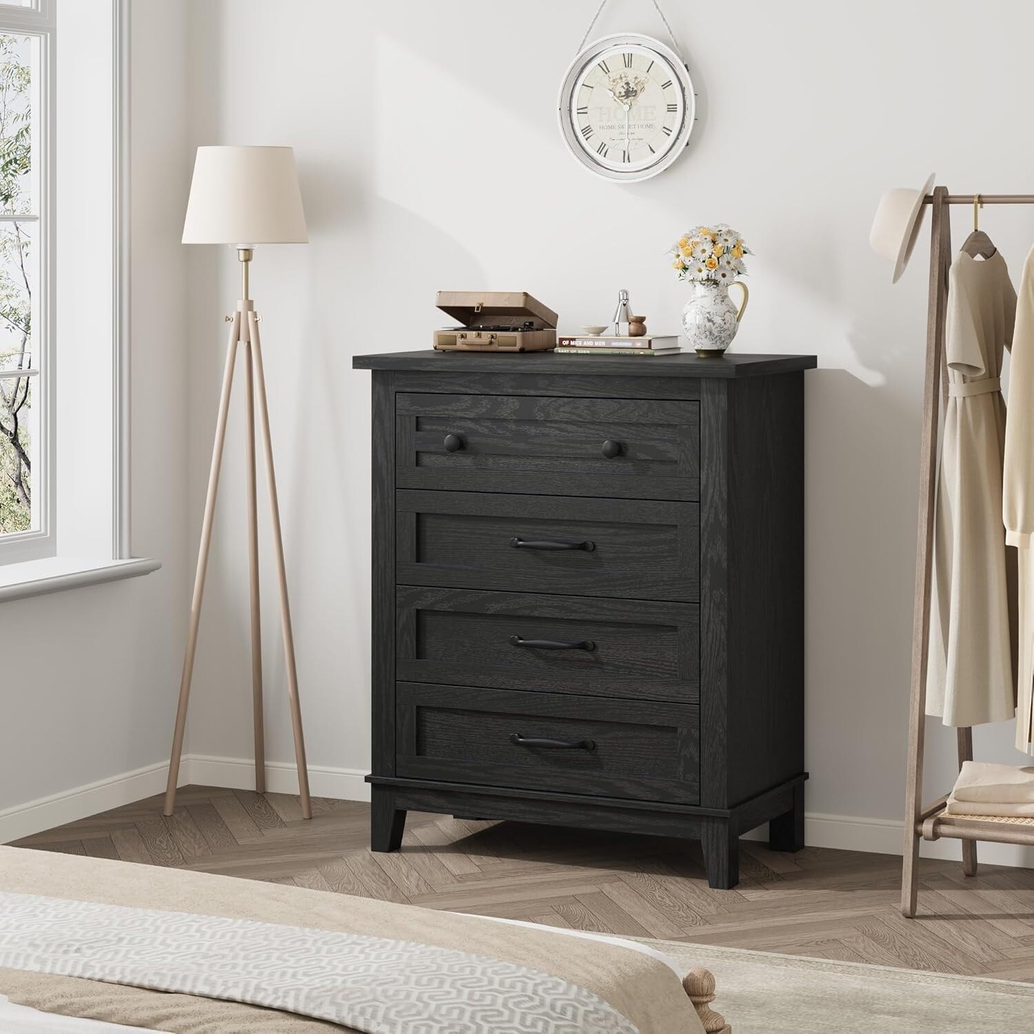 mens dresser Nathan James Andrew Light Oak 3 Drawer 39 in. W Bohemian Storage Cabinet with Natural Rattan Accent and Black Metal Legs Perfect for storing clothing Industrial 8 - Drawer Dresser,Metal