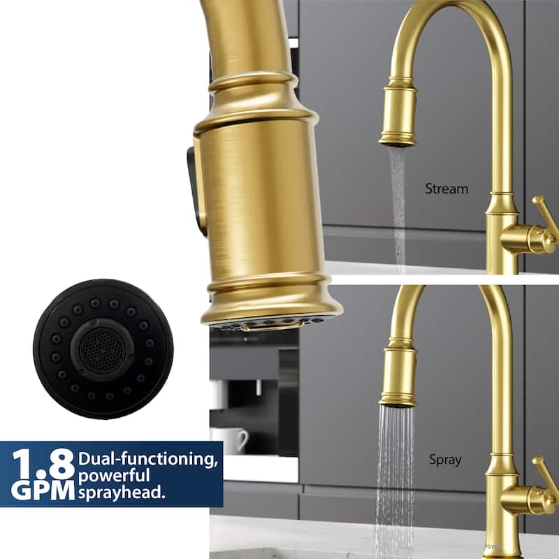 Karran Auburn One-Handle Pull Down Dual Function Sprayer Kitchen Faucet