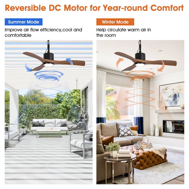 42" Classic Waterproof Wet Outdoor Gazebo Ceiling Fan with Light and Hook