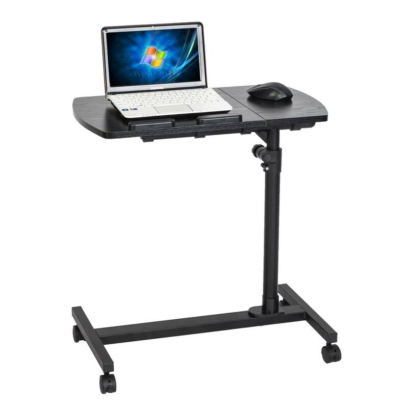 Four-Wheel Multifunctional Flat Surface Lifting Computer Desk - Black