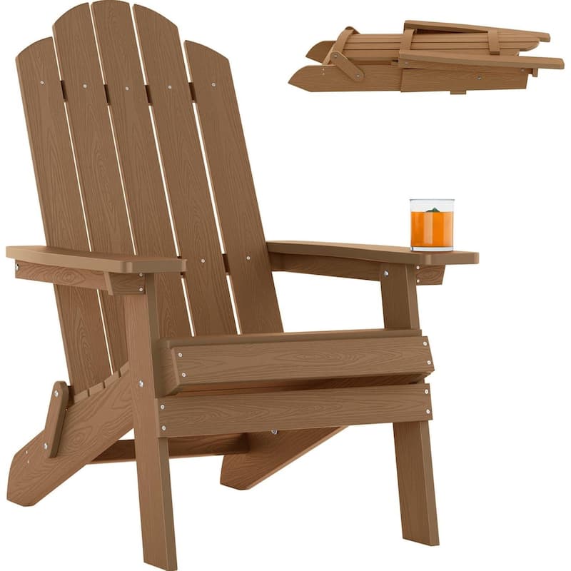 WINSOON HIPS All Weather Outdoor Folding Adirondack Chair - Teak