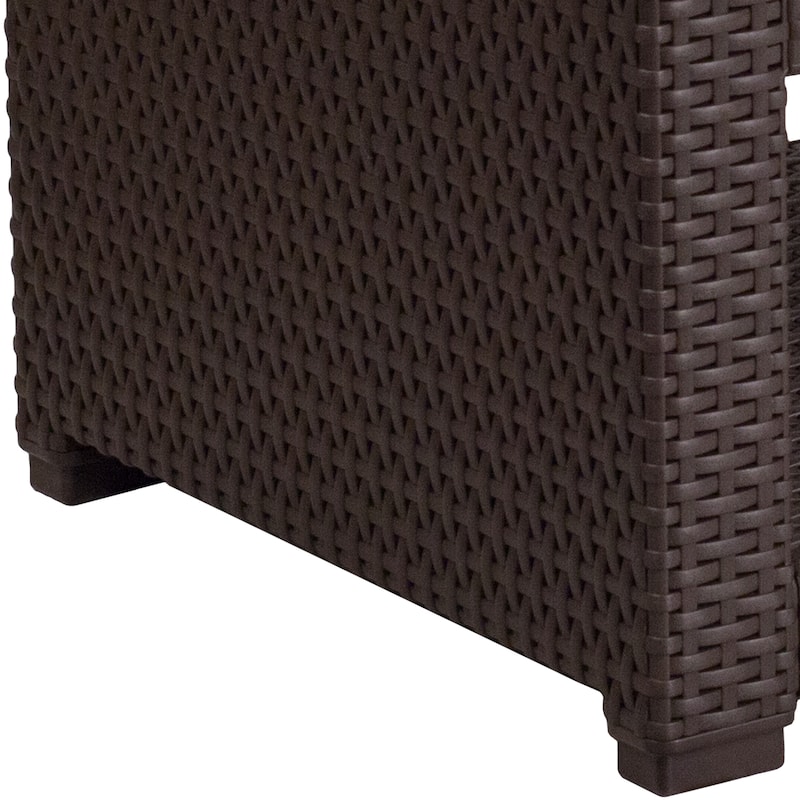 Chocolate Brown Faux Rattan End Table - Outdoor Accent Table - Patio Table - 22"W x 22"D x 15.25"H - 22"W x 22"D x 15.25"H