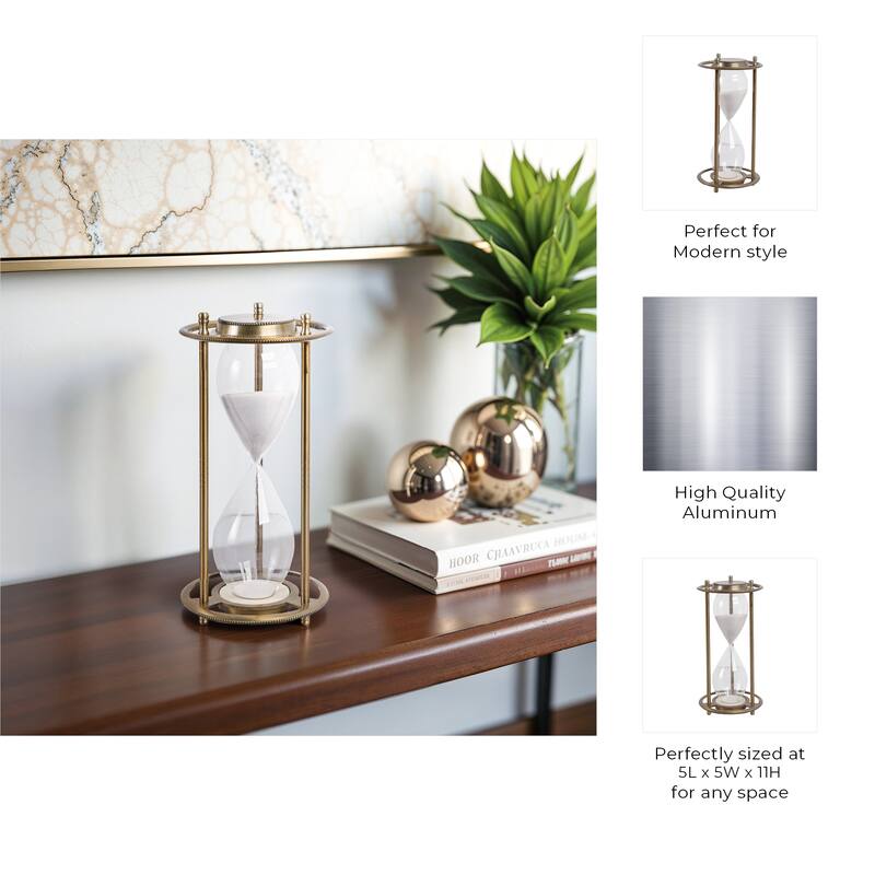 Metal Aluminum Hourglass Decorative Object Modern Contemporary Display - 5" x 5" x 11"