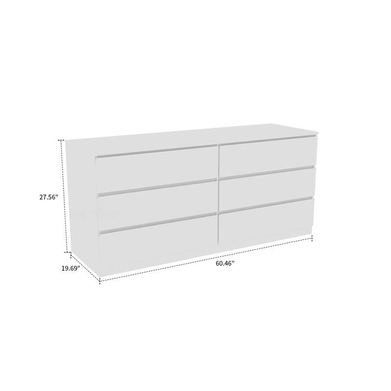 Minimalist Design Double Dresser with Six Drawers