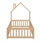 preview thumbnail 7 of 27, Twin Size Pine Wood House-Shaped Headboard Floor Bed with Fence for Kids, Boys and Girls