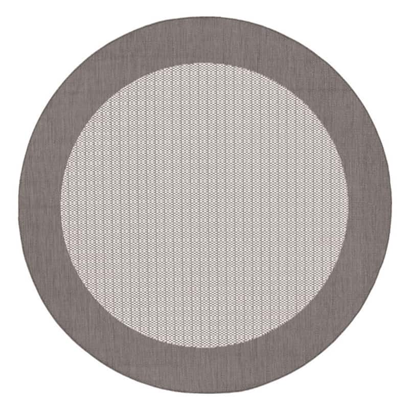 Dream Decor Rugs Pergola Quad Indoor Outdoor Area Rug - 7'6" Round - Gray/White