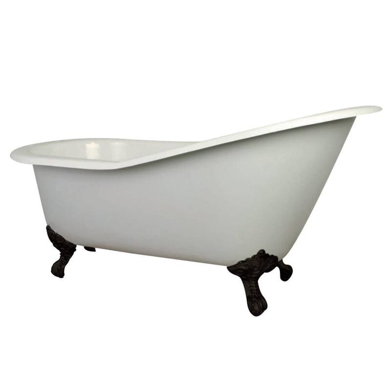 Kingston Brass Aqua Eden 61" Clawfoot Cast Iron Soaking Tub with - White / Oil Rubbed Bronze Feet